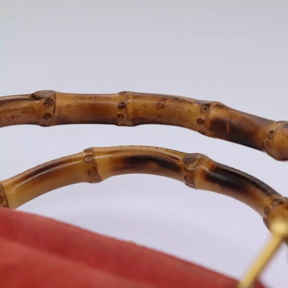 GUCCI Bamboo Hand Bag Suede Red 000 12740290 Auth yt1007 - Picture 9 of 16